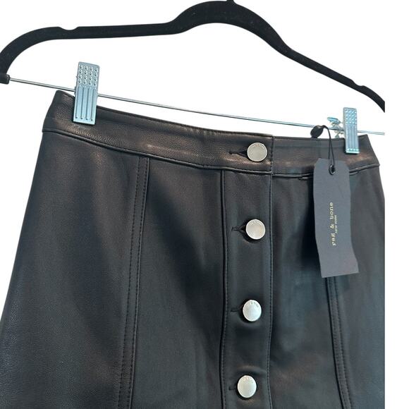 Rag & Bone Rosie Black Leather Mini Skirt Size 4 - Picture 4 of 9
